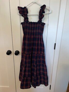 Hill House Home Ellie Nap Dress Navy Red Tartan Plaid Size S